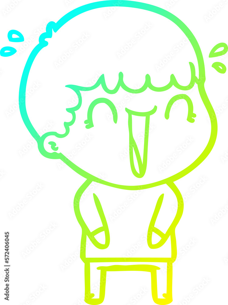 cold gradient line drawing laughing cartoon man cold gradient line drawing laughing cartoon man