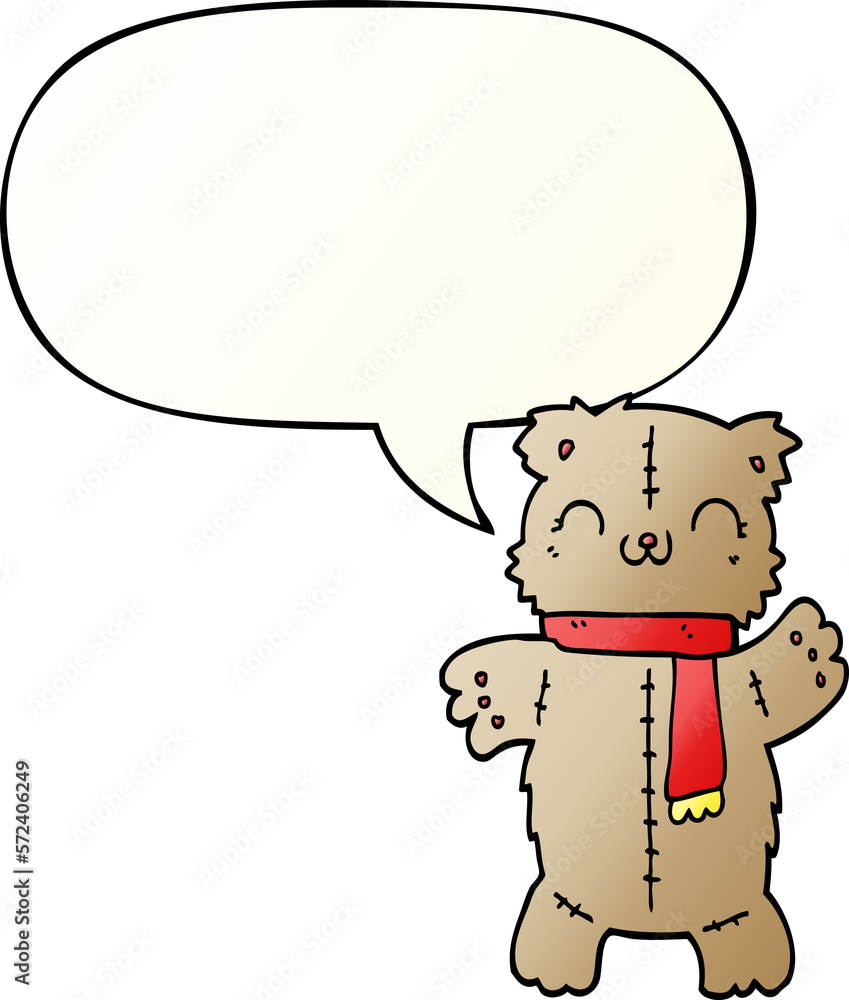 cartoon teddy bear and speech bubble in smooth gradient style cartoon teddy bear and speech bubble in smooth gradient style