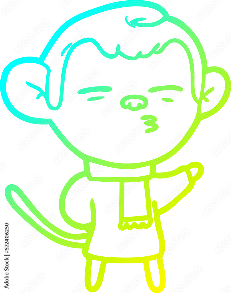 cold gradient line drawing cartoon suspicious monkey cold gradient line drawing cartoon suspicious monkey