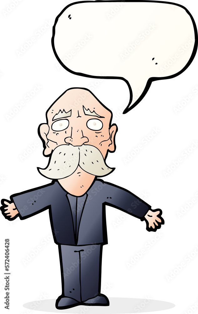 Fototapeta premium cartoon disapointed old man with speech bubble