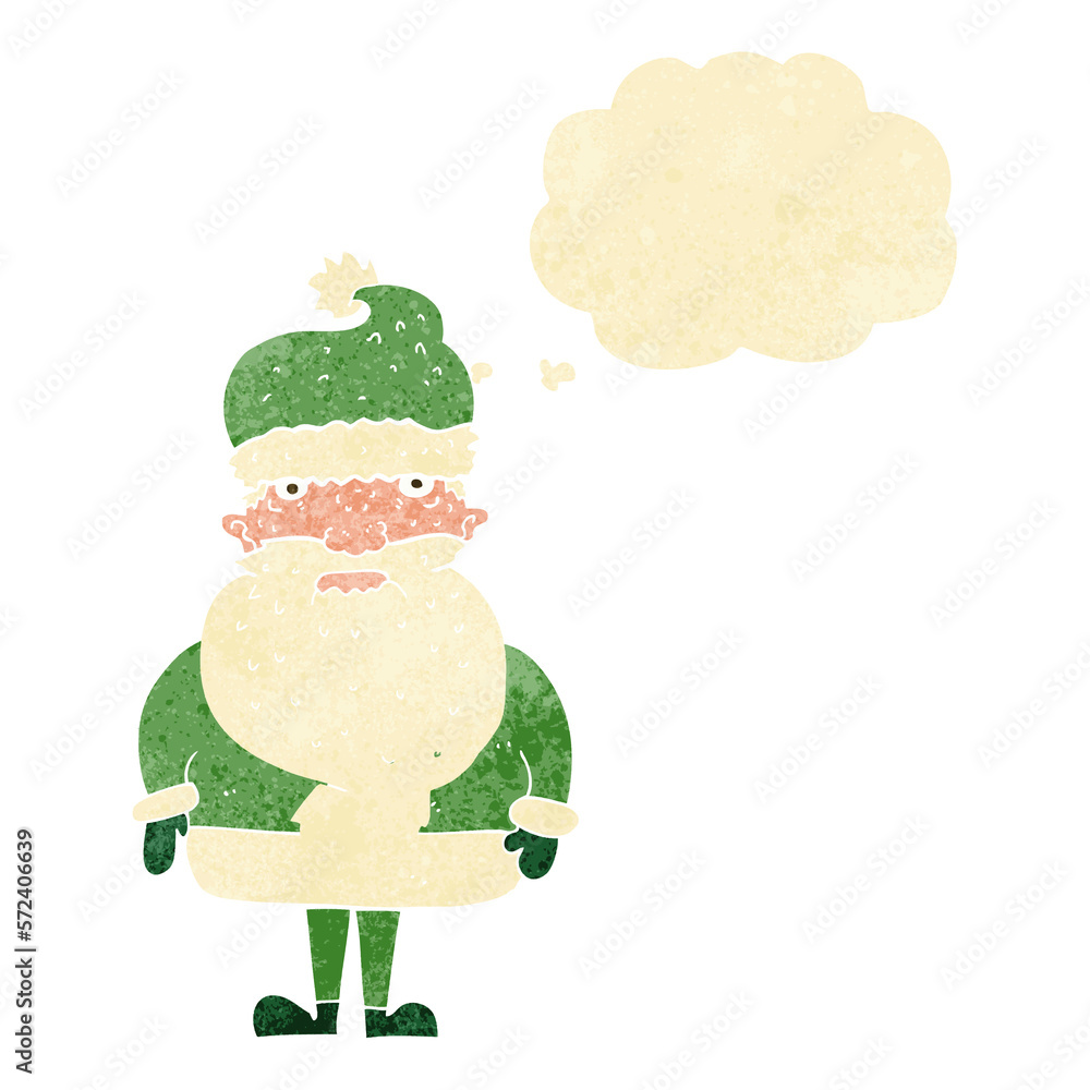 cartoon santa claus with thought bubble cartoon santa claus with thought bubble