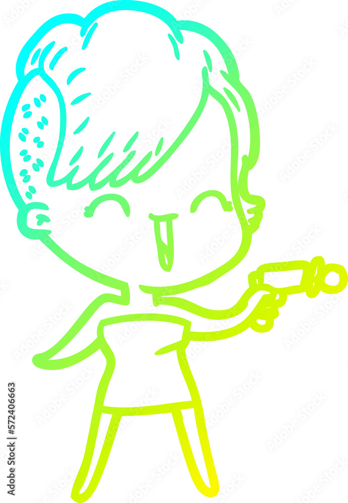 cold gradient line drawing cartoon happy hipster girl cold gradient line drawing cartoon happy hipster girl