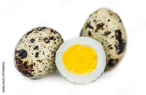 Cooked Quail Eggs on transparent background (selective focus)