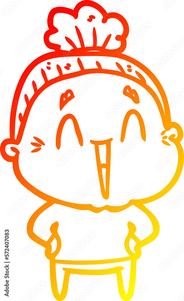 warm gradient line drawing cartoon happy old lady warm gradient line drawing cartoon happy old lady