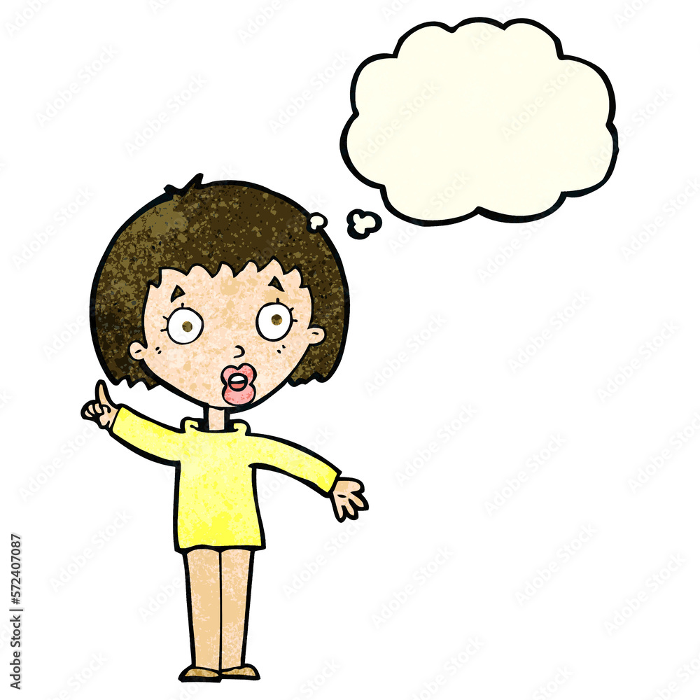 cartoon woman explaining her point with thought bubble cartoon woman explaining her point with thought bubble