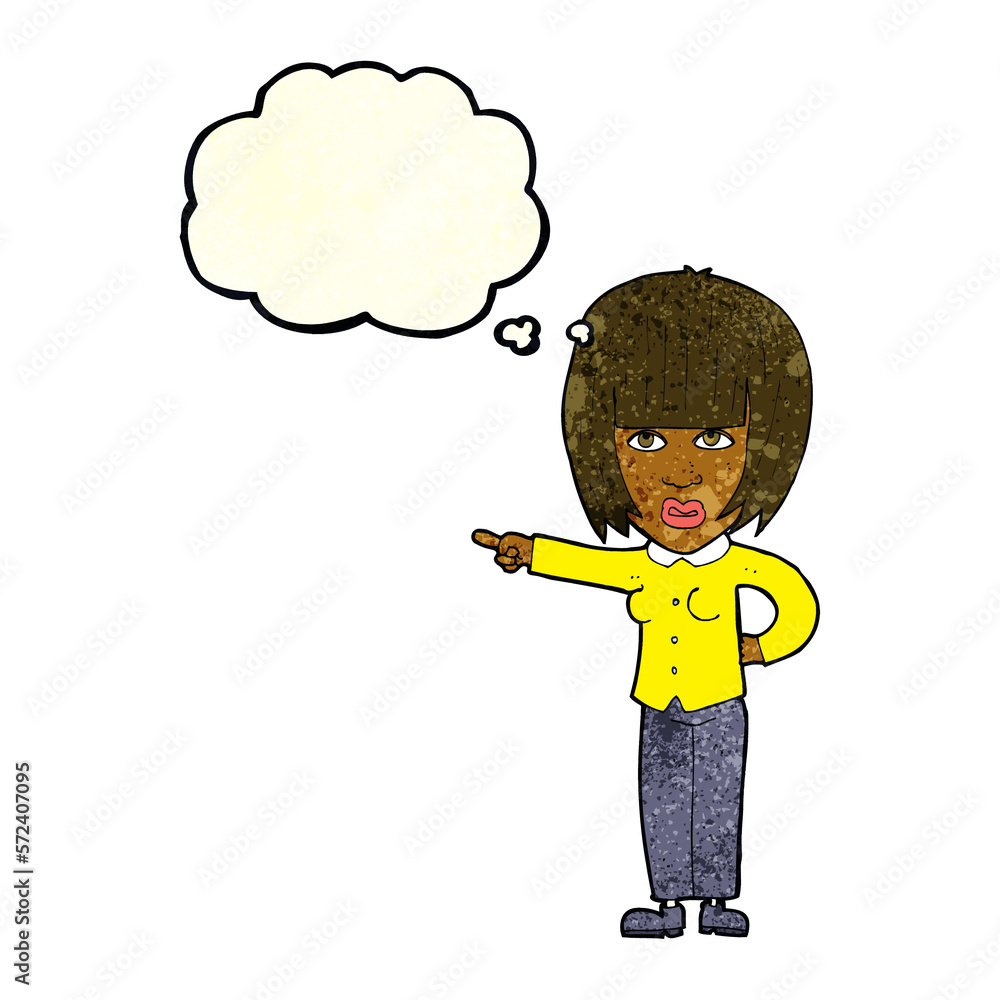 cartoon pointing annoyed woman with thought bubble cartoon pointing annoyed woman with thought bubble