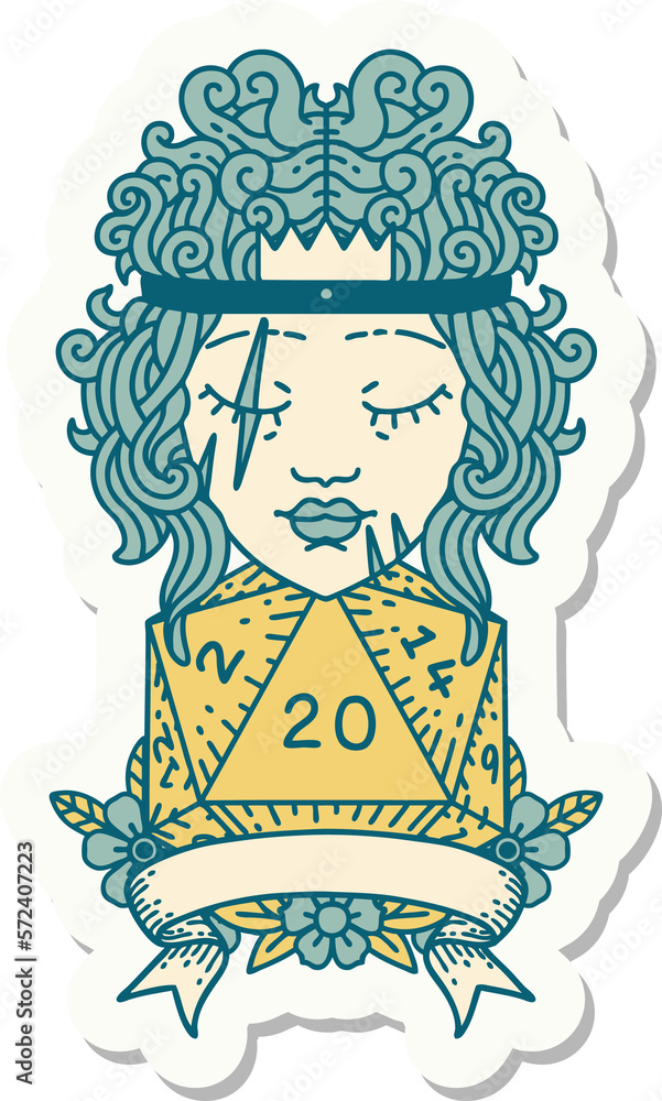 human barbarian with natural twenty dice roll sticker human barbarian with natural twenty dice roll sticker