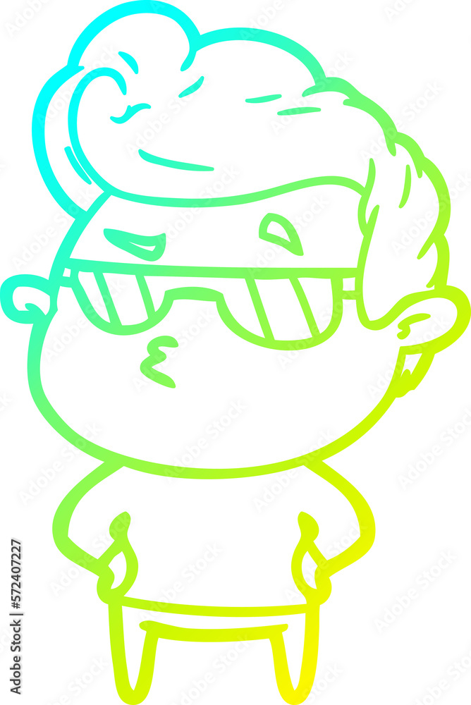 cold gradient line drawing cartoon cool guy cold gradient line drawing cartoon cool guy