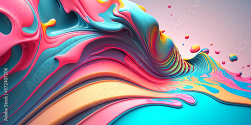 Beautiful mesmerize waves of soft colorful pattern, wavy surfaces, vintage pastel colors background ,made with Generative AI