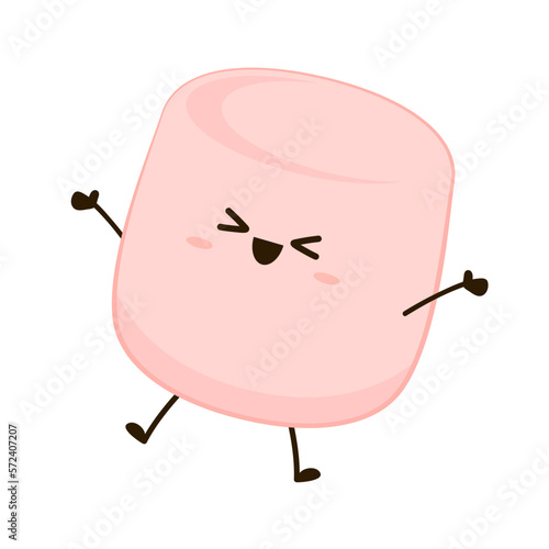Pink Marshmallow cartoon. marshmallow character design. Marshmallow vector.