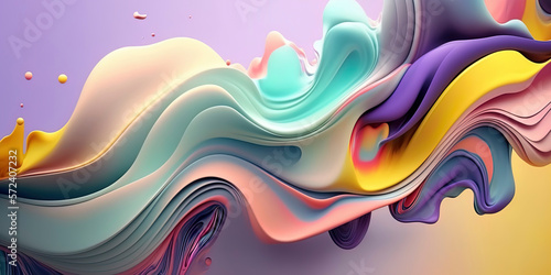 Beautiful mesmerize waves of soft colorful pattern, wavy surfaces, vintage pastel colors background ,made with Generative AI