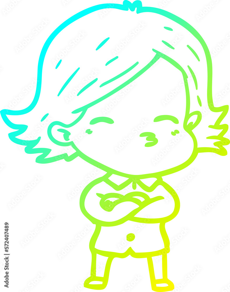cold gradient line drawing cartoon woman cold gradient line drawing cartoon woman