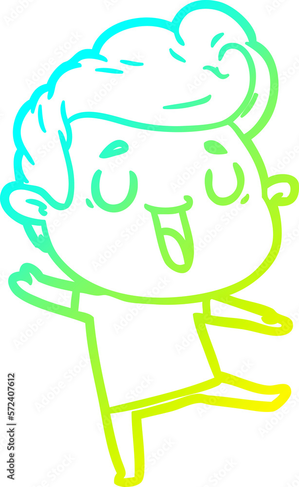 cold gradient line drawing happy cartoon man cold gradient line drawing happy cartoon man