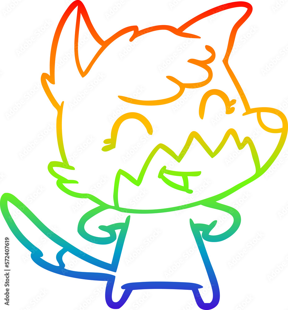 rainbow gradient line drawing happy cartoon fox rainbow gradient line drawing happy cartoon fox