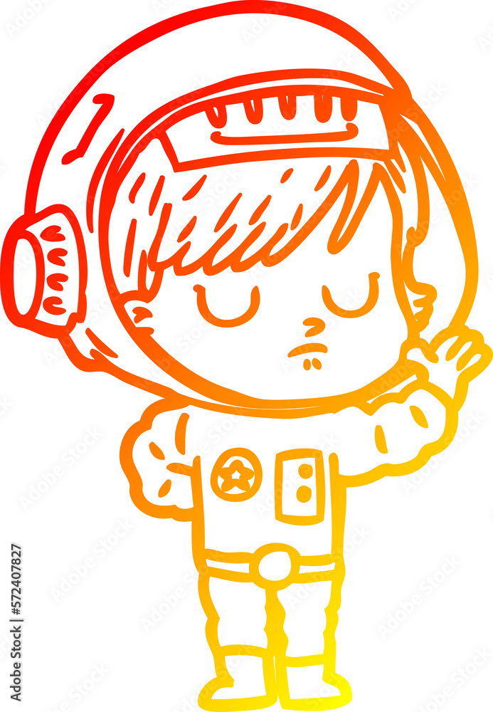 warm gradient line drawing cartoon astronaut woman warm gradient line drawing cartoon astronaut woman