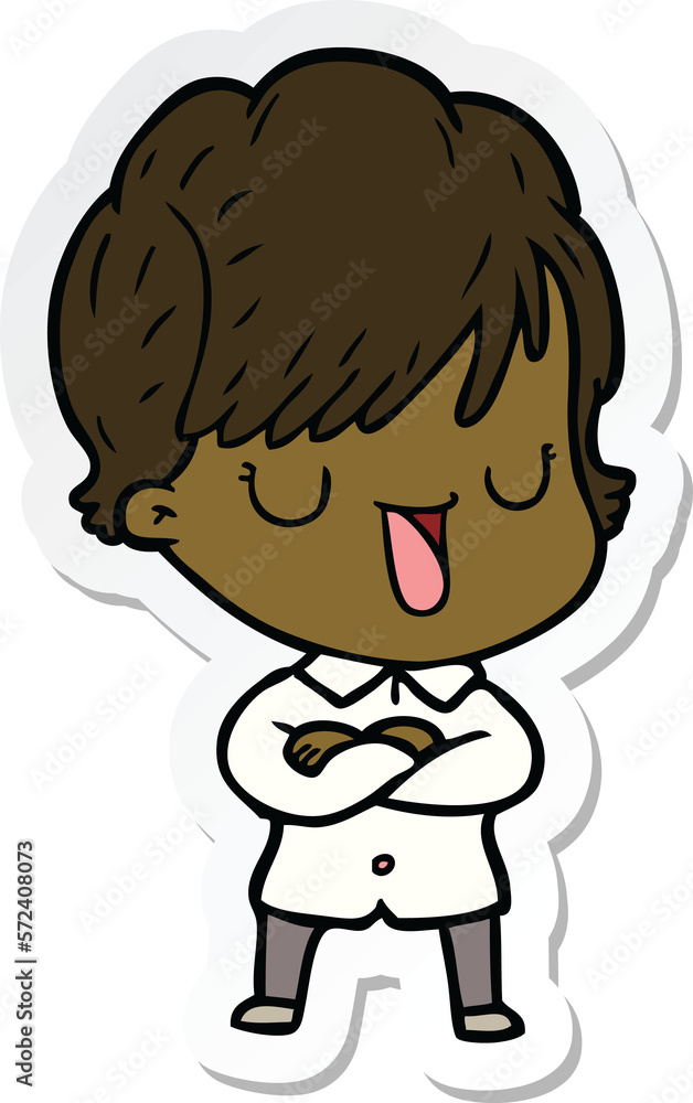 sticker of a cartoon woman talking sticker of a cartoon woman talking