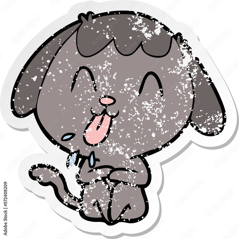 Obraz premium distressed sticker of a cute cartoon dog
