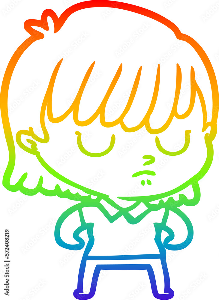 rainbow gradient line drawing cartoon woman rainbow gradient line drawing cartoon woman