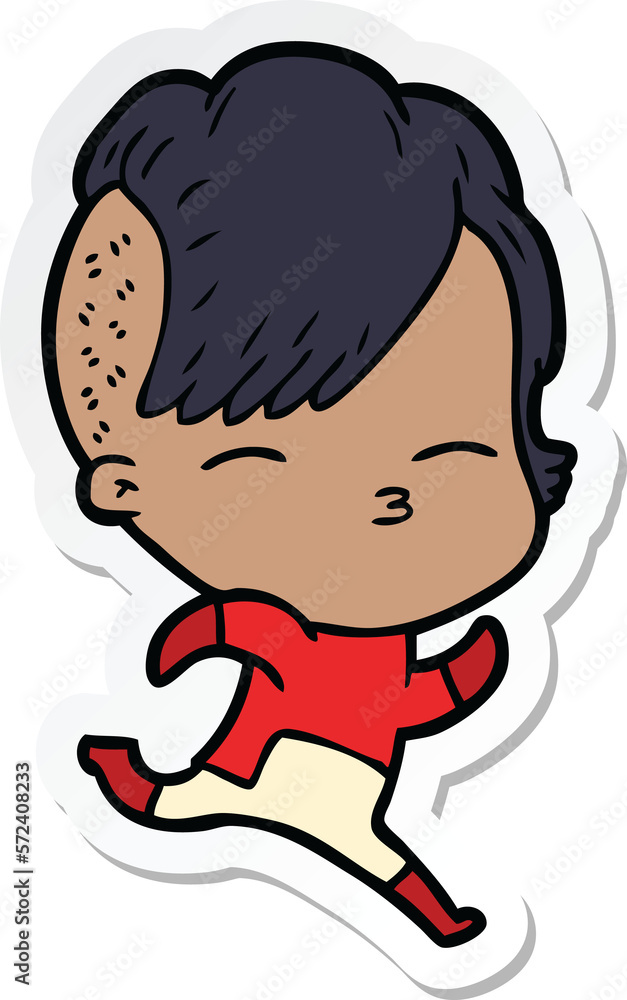sticker of a cartoon girl wearing futuristic clothes sticker of a cartoon girl wearing futuristic clothes