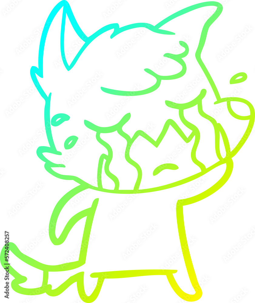 cold gradient line drawing crying fox cartoon cold gradient line drawing crying fox cartoon