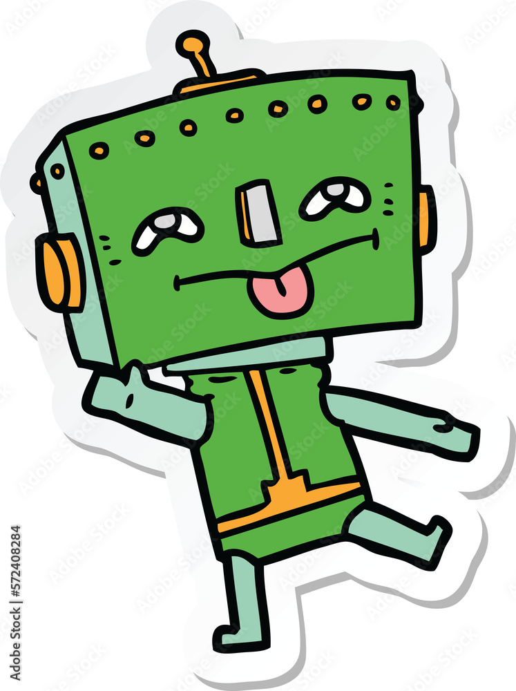 sticker of a cartoon robot sticker of a cartoon robot