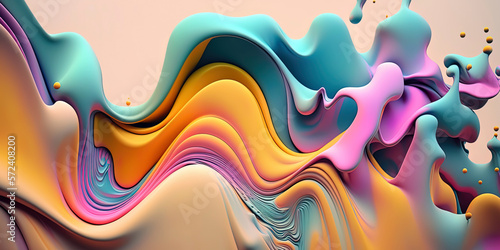 illustration of Colorful wavy abstract layers as panorama background wallpaper
