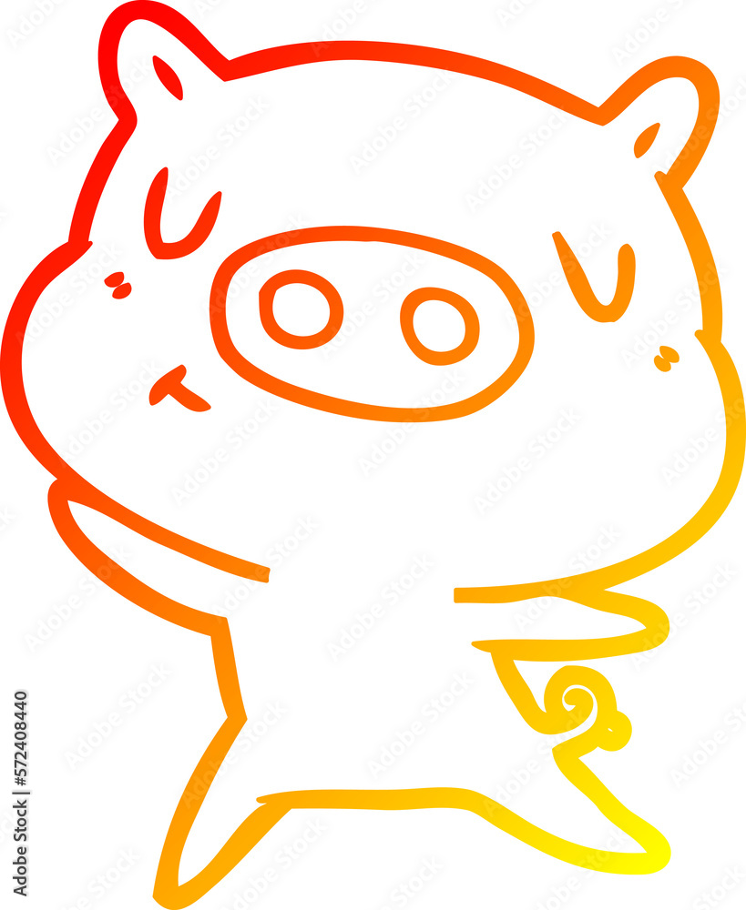 warm gradient line drawing cartoon content pig warm gradient line drawing cartoon content pig