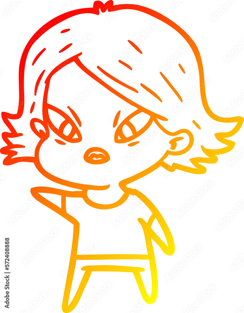 warm gradient line drawing cartoon stressed woman warm gradient line drawing cartoon stressed woman
