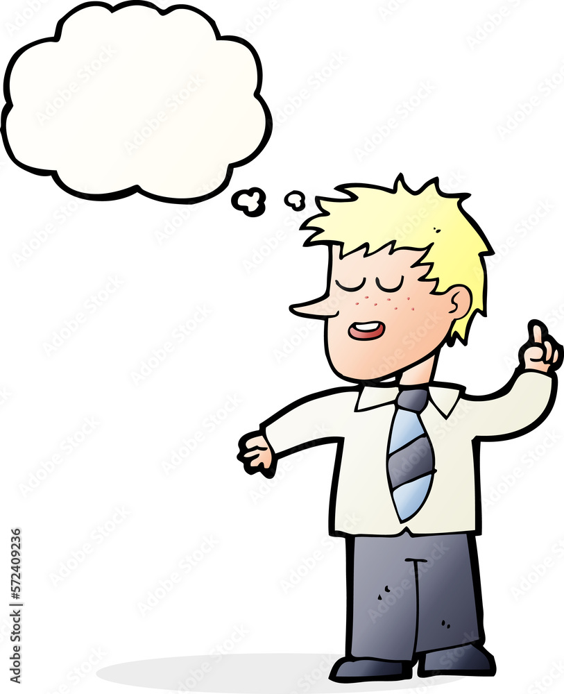 cartoon man with good idea with thought bubble cartoon man with good idea with thought bubble