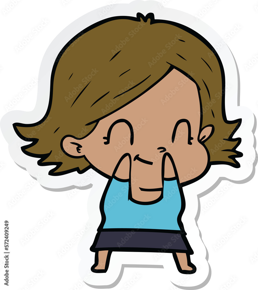 sticker of a cartoon friendly girl sticker of a cartoon friendly girl