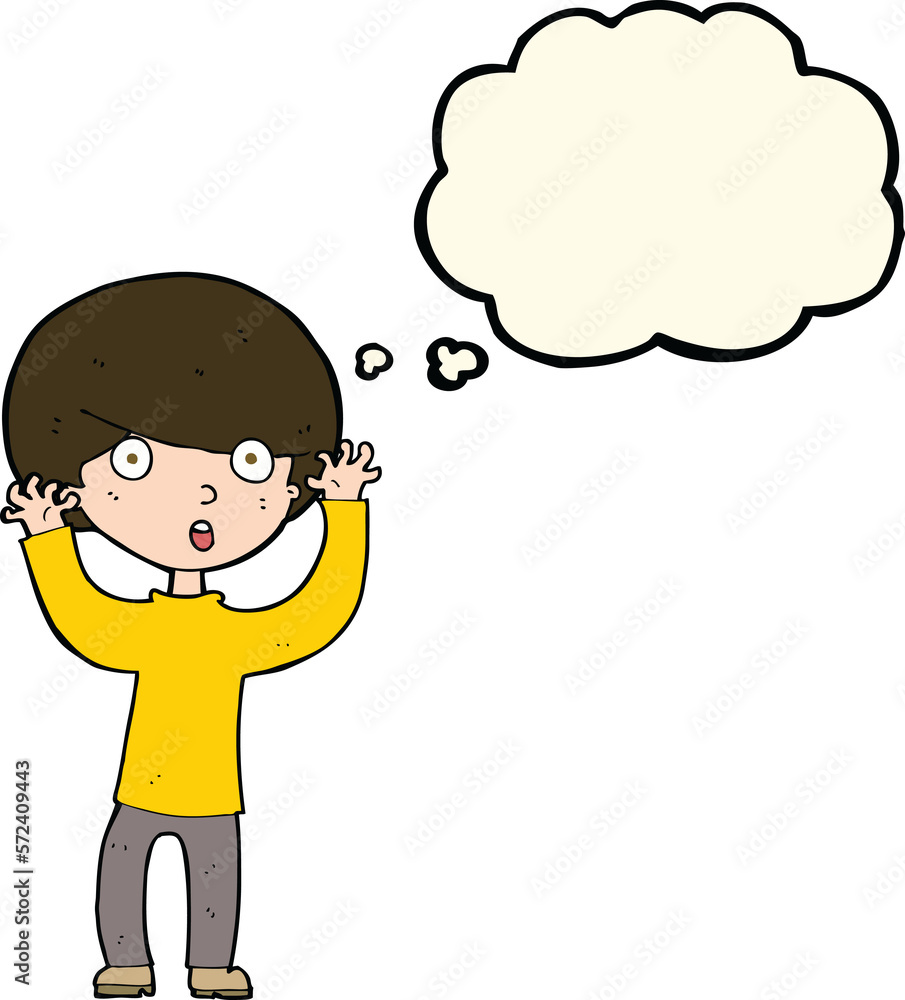 cartoon startled boy with thought bubble cartoon startled boy with thought bubble