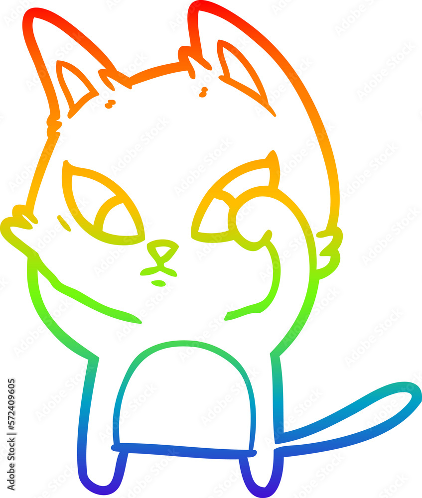 rainbow gradient line drawing confused cartoon cat rainbow gradient line drawing confused cartoon cat