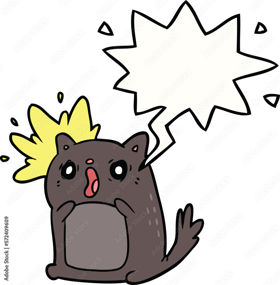 Fototapeta premium cartoon shocked cat amazed and speech bubble