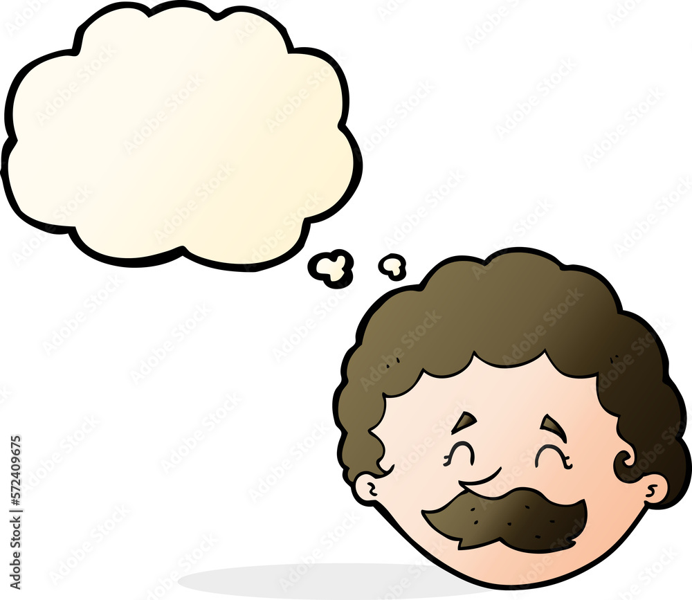 cartoon man with mustache with thought bubble cartoon man with mustache with thought bubble