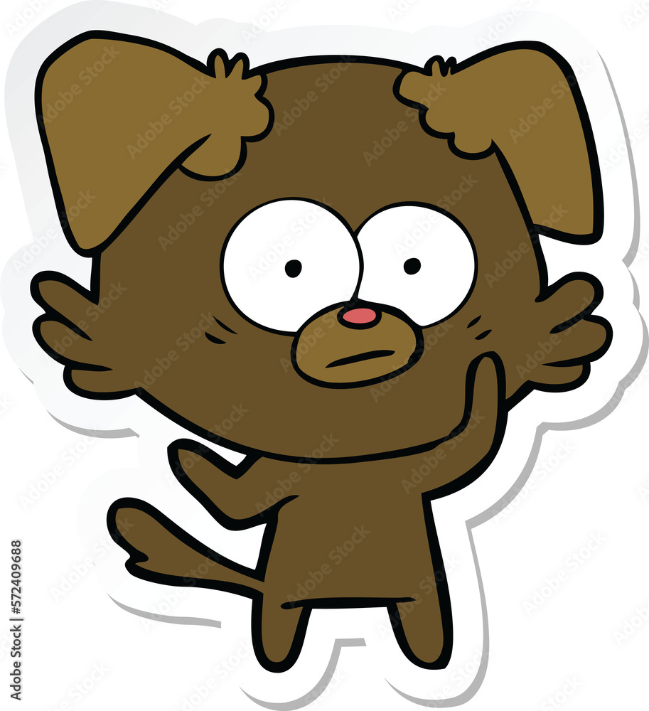 sticker of a nervous dog cartoon sticker of a nervous dog cartoon