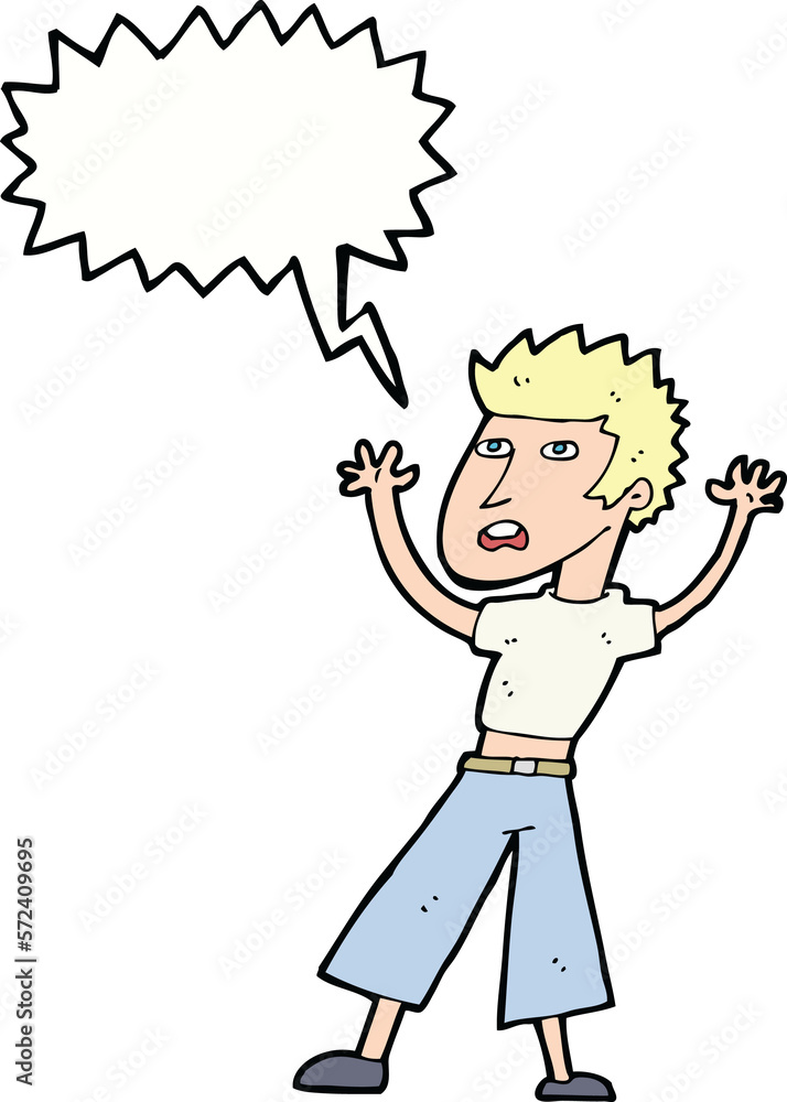 cartoon man panicking with speech bubble cartoon man panicking with speech bubble