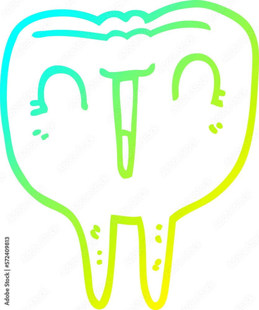 cold gradient line drawing cartoon happy tooth cold gradient line drawing cartoon happy tooth