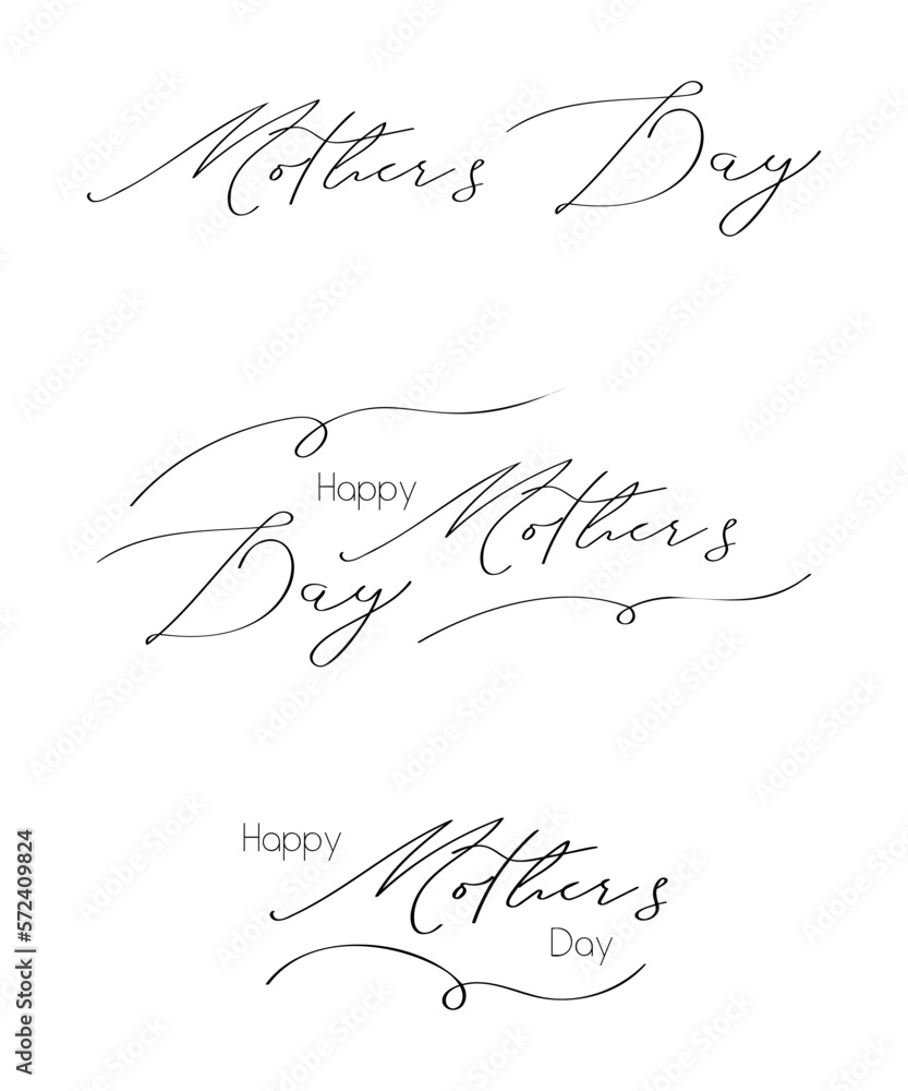 A set of handwritten greeting inscriptions for Mother's Day. Linear calligraphic lettering. Isolated vector template for greeting cards, greetings. A set of handwritten greeting inscriptions for Mother's Day. Linear calligraphic lettering. Isolated vector template for greeting cards, greetings.
