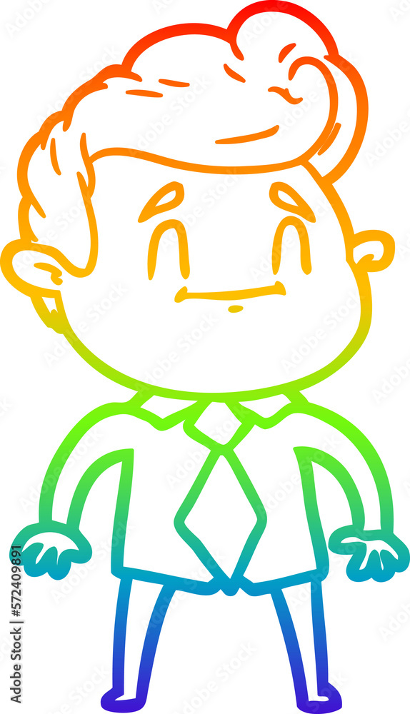 rainbow gradient line drawing happy cartoon man in office clothes rainbow gradient line drawing happy cartoon man in office clothes