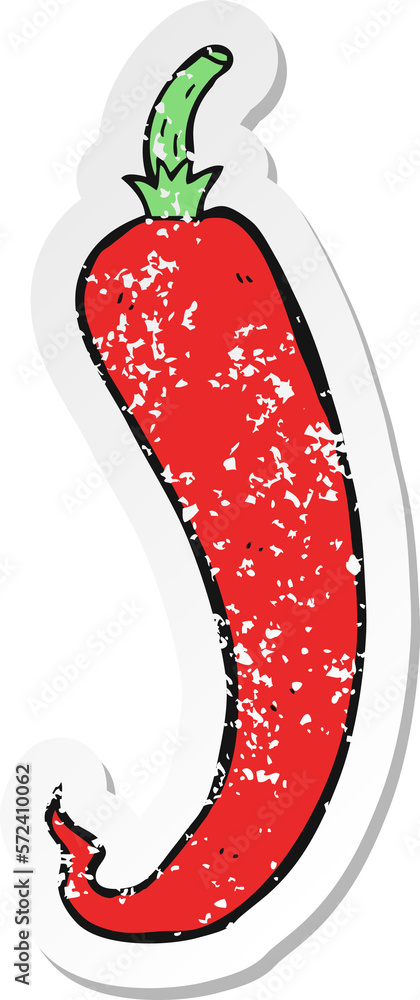 retro distressed sticker of a cartoon chilli pepper retro distressed sticker of a cartoon chilli pepper