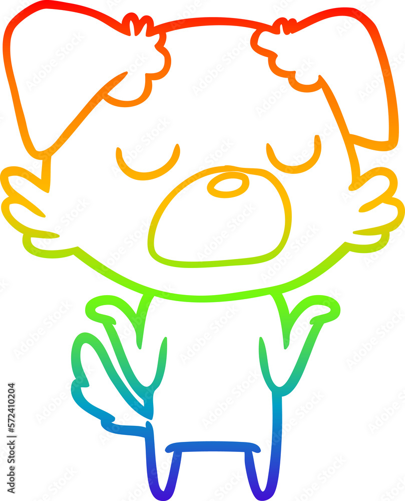 rainbow gradient line drawing cartoon dog shrugging shoulders rainbow gradient line drawing cartoon dog shrugging shoulders