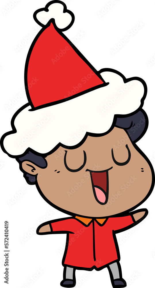 laughing line drawing of a man wearing santa hat laughing line drawing of a man wearing santa hat