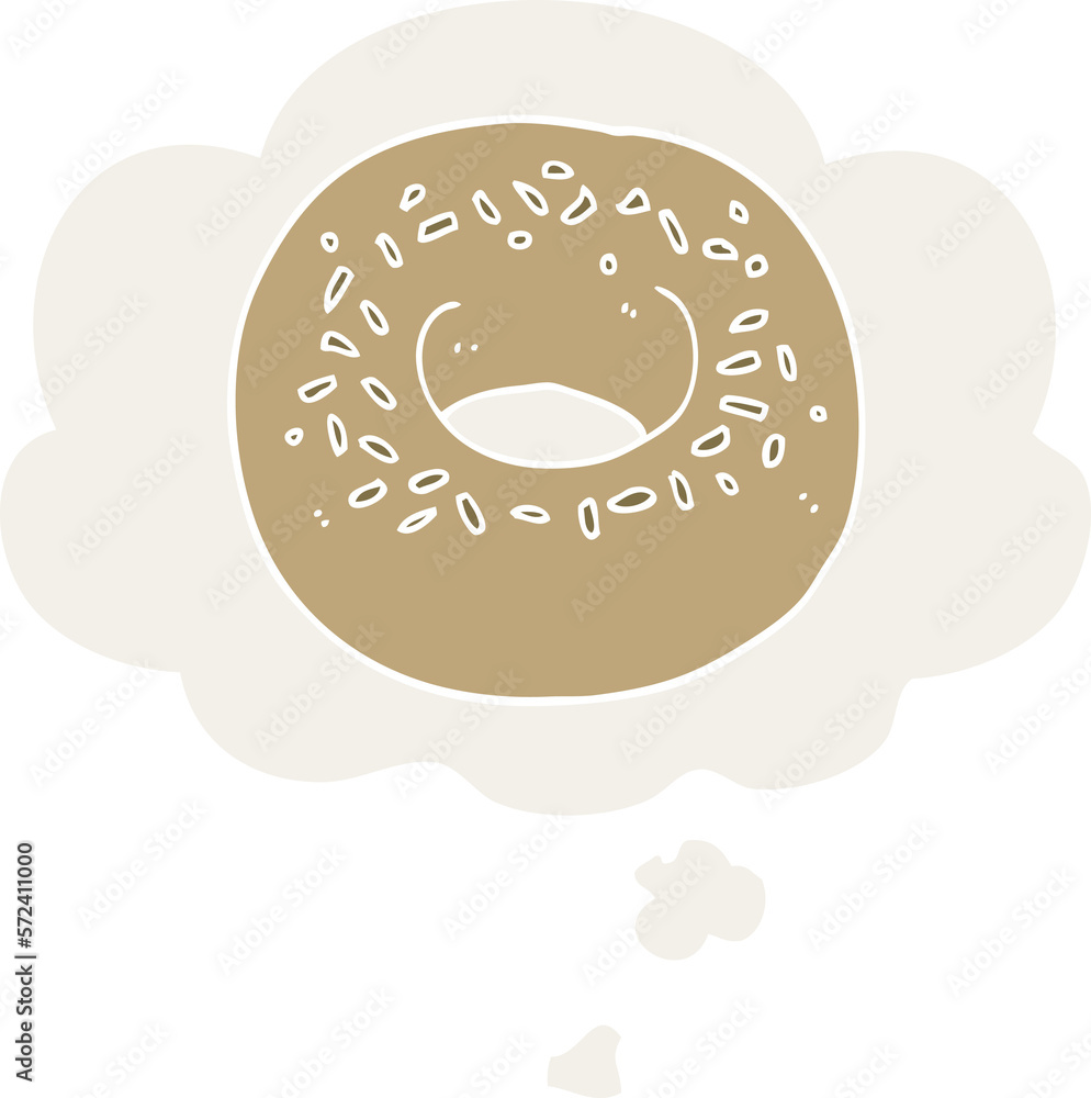cartoon donut and thought bubble in retro style cartoon donut and thought bubble in retro style