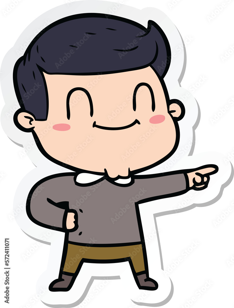 sticker of a cartoon friendly man