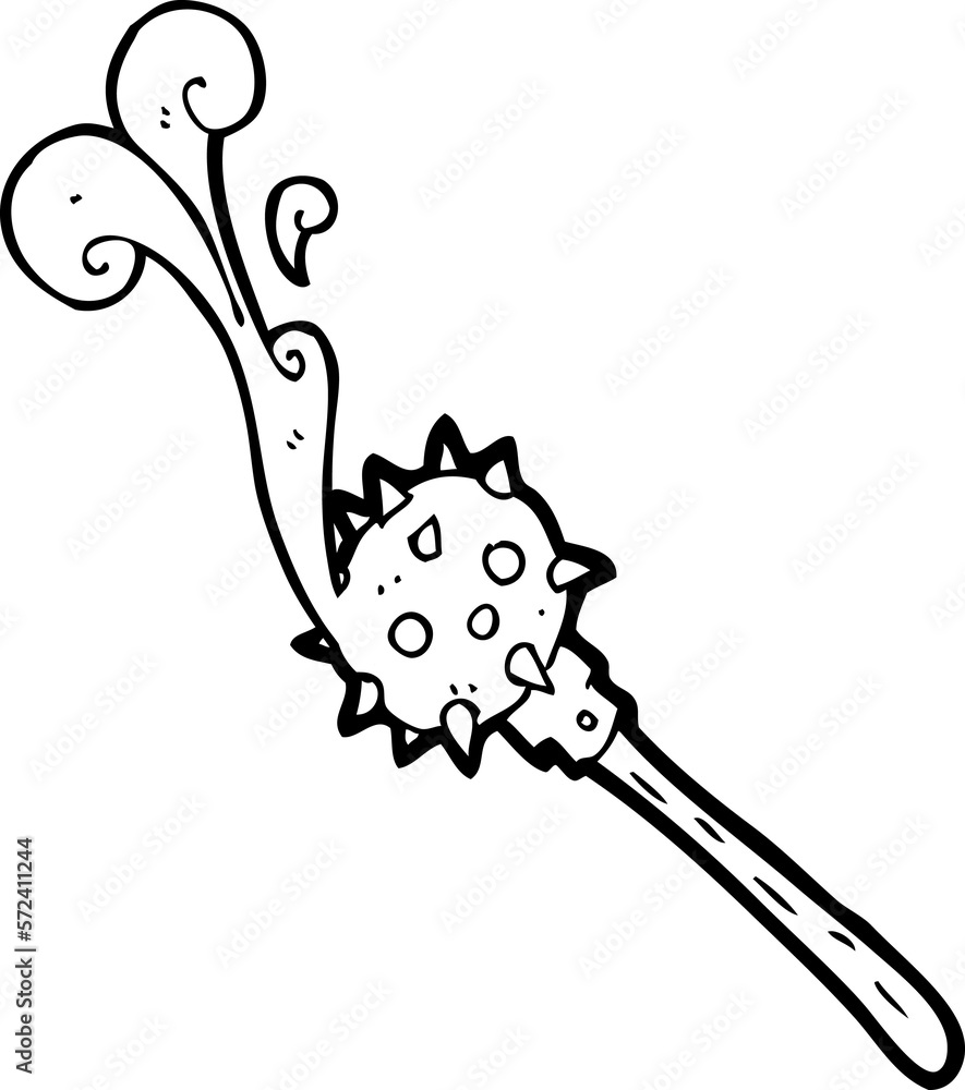 black and white cartoon bloody medieval mace black and white cartoon bloody medieval mace