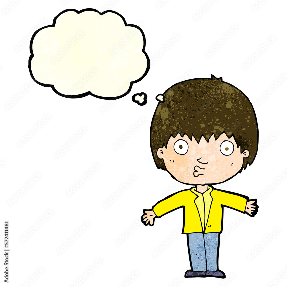 cartoon amazed boy with thought bubble cartoon amazed boy with thought bubble