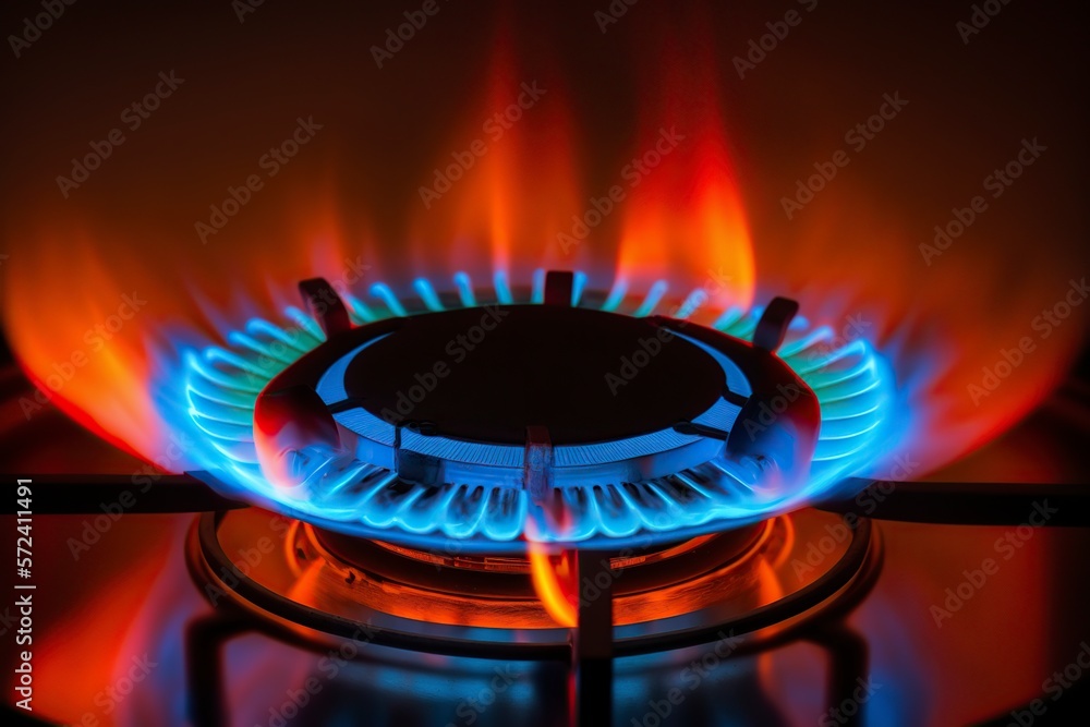 image, gas stove with blue and red flame, ai generative image, gas stove with blue and red flame, ai generative