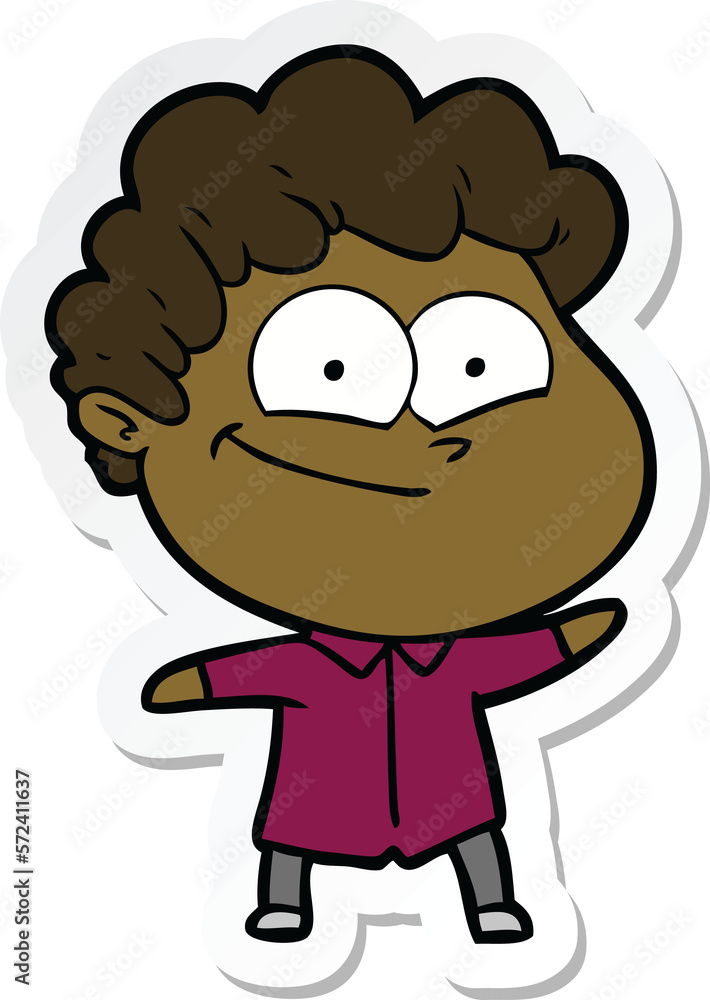 sticker of a cartoon happy man sticker of a cartoon happy man
