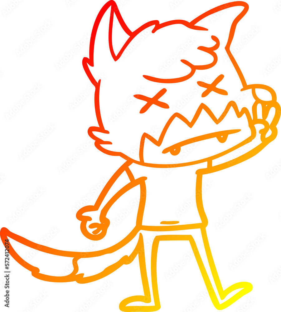 warm gradient line drawing cartoon dead fox warm gradient line drawing cartoon dead fox