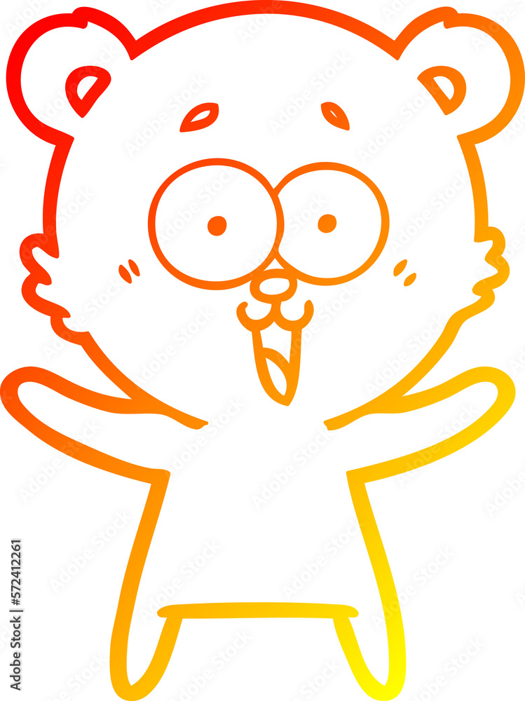 warm gradient line drawing laughing teddy bear cartoon warm gradient line drawing laughing teddy bear cartoon